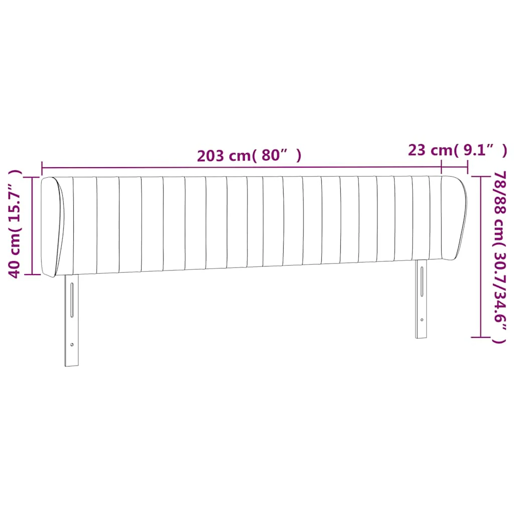 sengegavl med kanter 203x23x78/88 cm fløjl mørkegrøn - Image 8