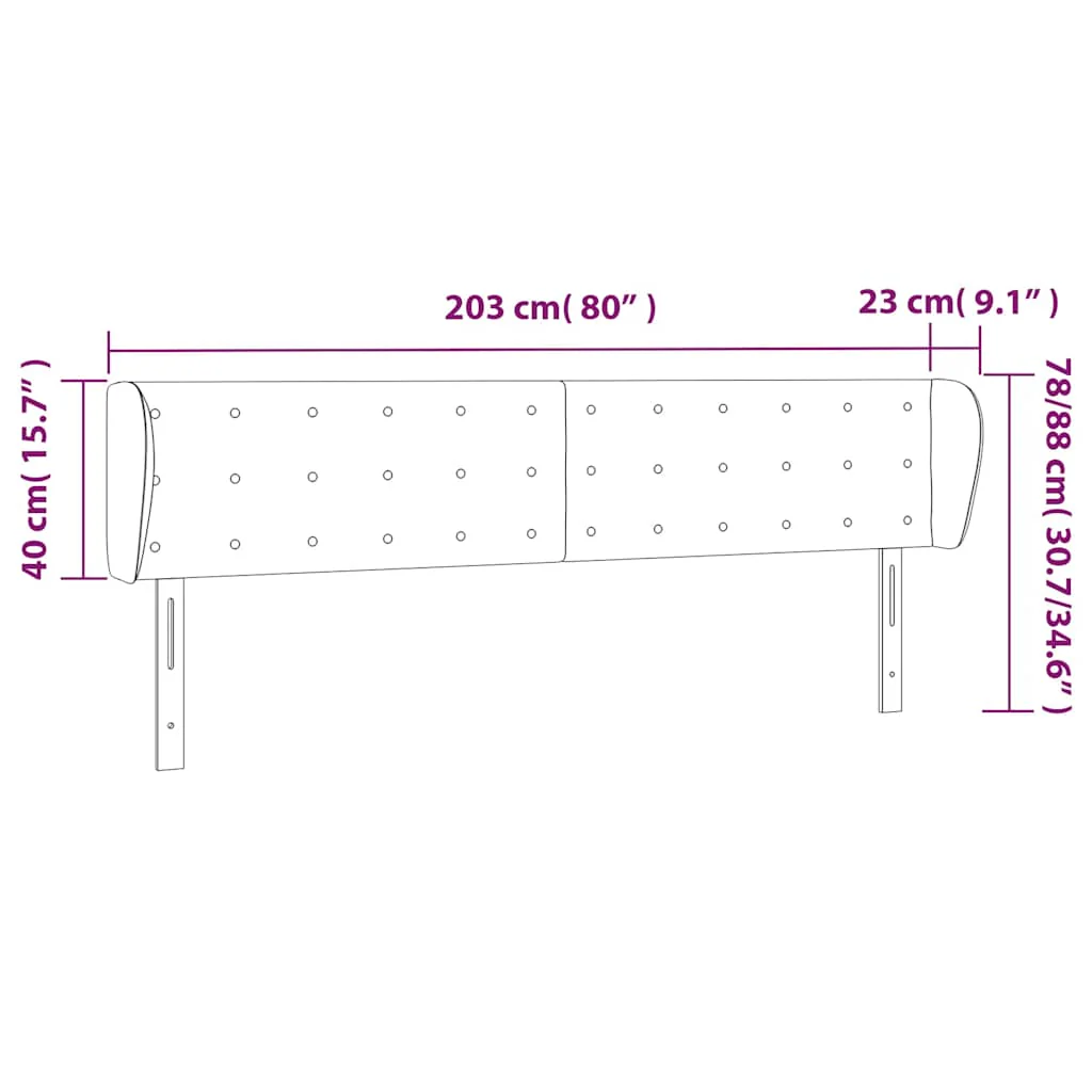 sengegavl med kanter 203x23x78/88 cm fløjl mørkegrøn - Image 8