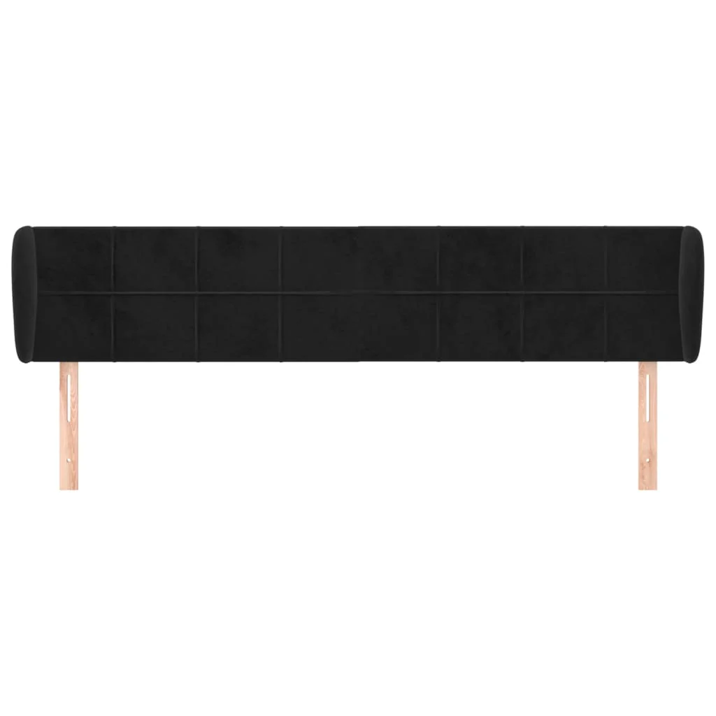 sengegavl med kanter 203x23x78/88 cm fløjl sort - Image 3