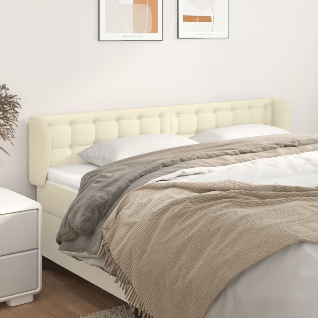sengegavl med kanter 203x23x78/88 cm kunstlæder cremefarvet