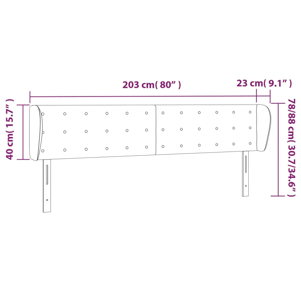 sengegavl med kanter 203x23x78/88 cm kunstlæder cremefarvet - Image 8