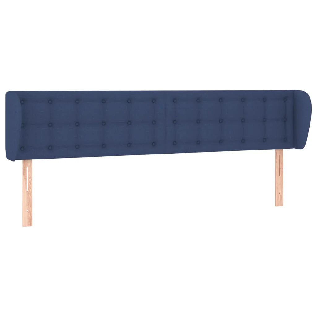 sengegavl med kanter 203x23x78/88 cm stof blå - Image 2