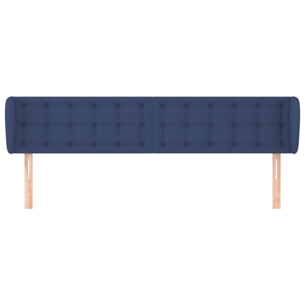 sengegavl med kanter 203x23x78/88 cm stof blå - Image 3