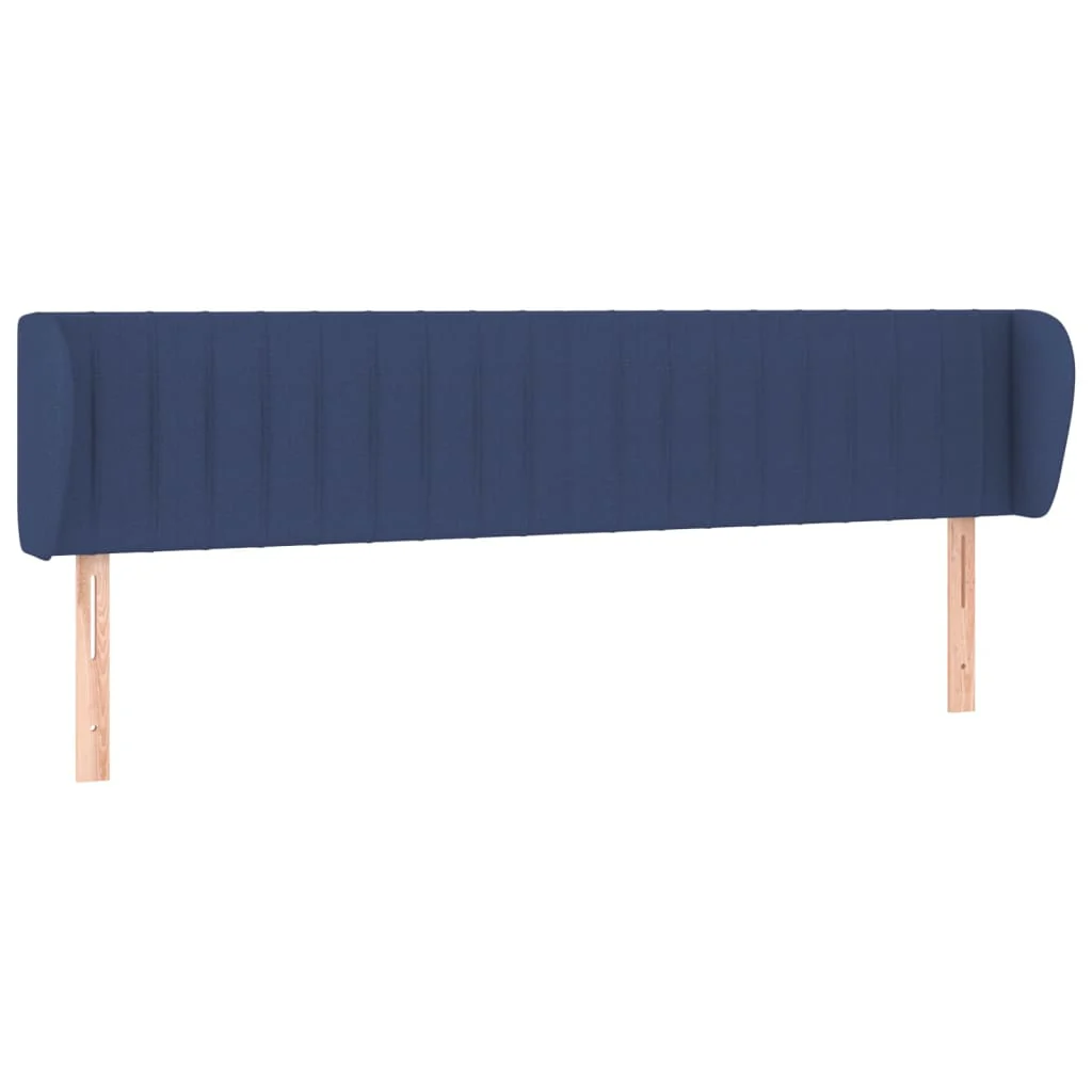 sengegavl med kanter 203x23x78/88 cm stof blå - Image 2