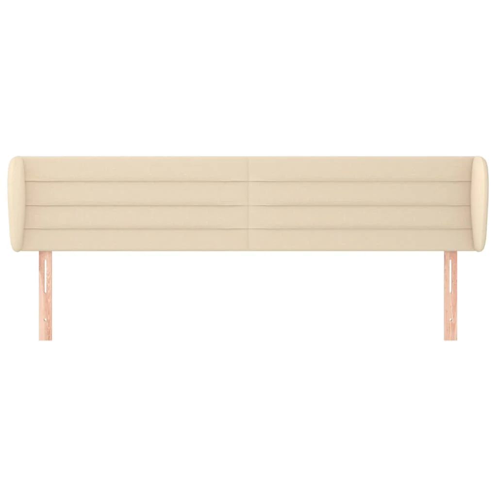 sengegavl med kanter 203x23x78/88 cm stof cremefarvet - Image 3