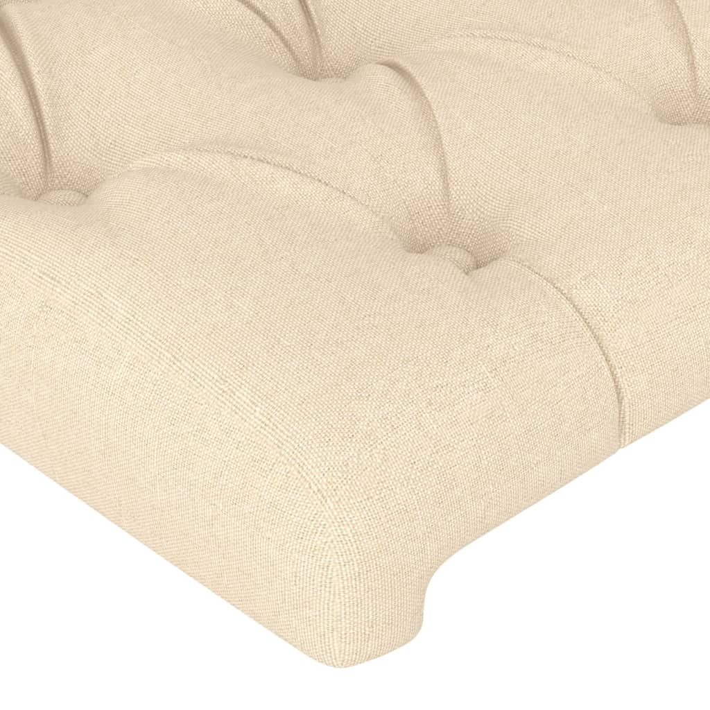sengegavl med kanter 203x23x78/88 cm stof cremefarvet - Image 5