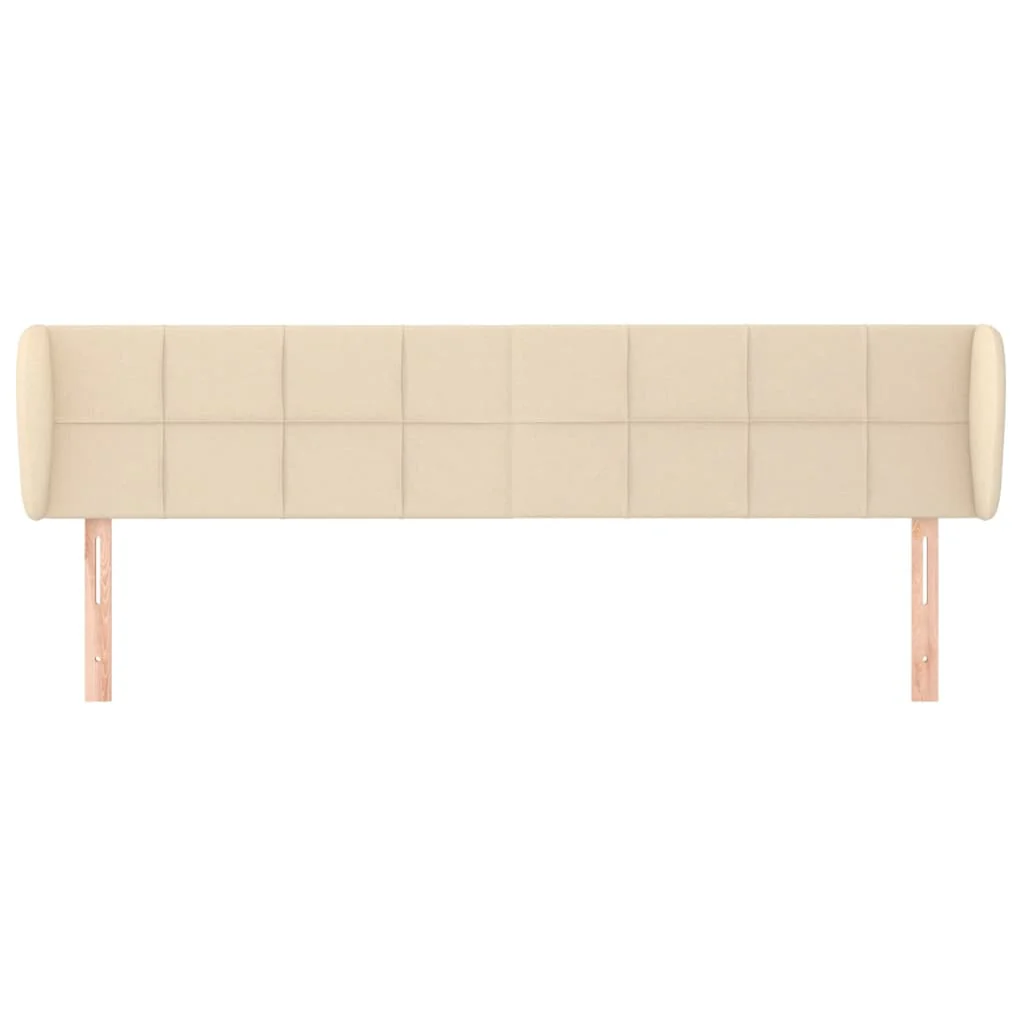sengegavl med kanter 203x23x78/88 cm stof cremefarvet - Image 3
