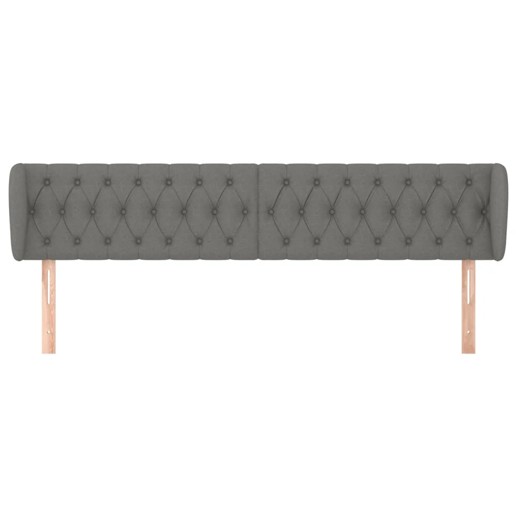 sengegavl med kanter 203x23x78/88 cm stof mørkegrå - Image 3