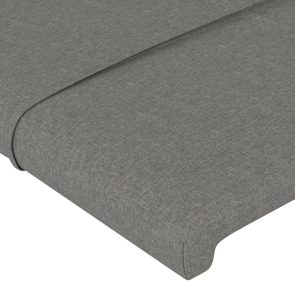 sengegavl med kanter 203x23x78/88 cm stof mørkegrå - Image 5