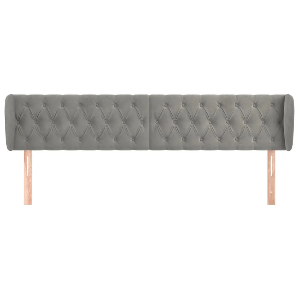 sengegavl med kanter 203x23x78/88cm fløjl lysegrå - Image 3