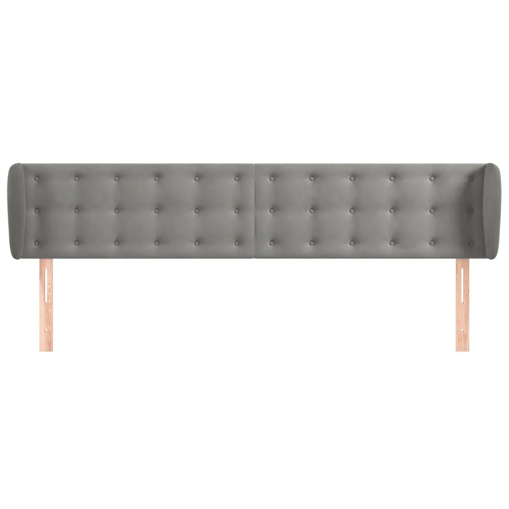 sengegavl med kanter 203x23x78/88cm fløjl lysegrå - Image 3