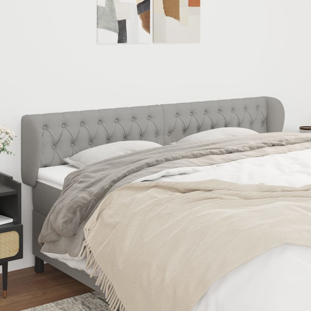sengegavl med kanter 203x23x78/88cm stof lysegrå
