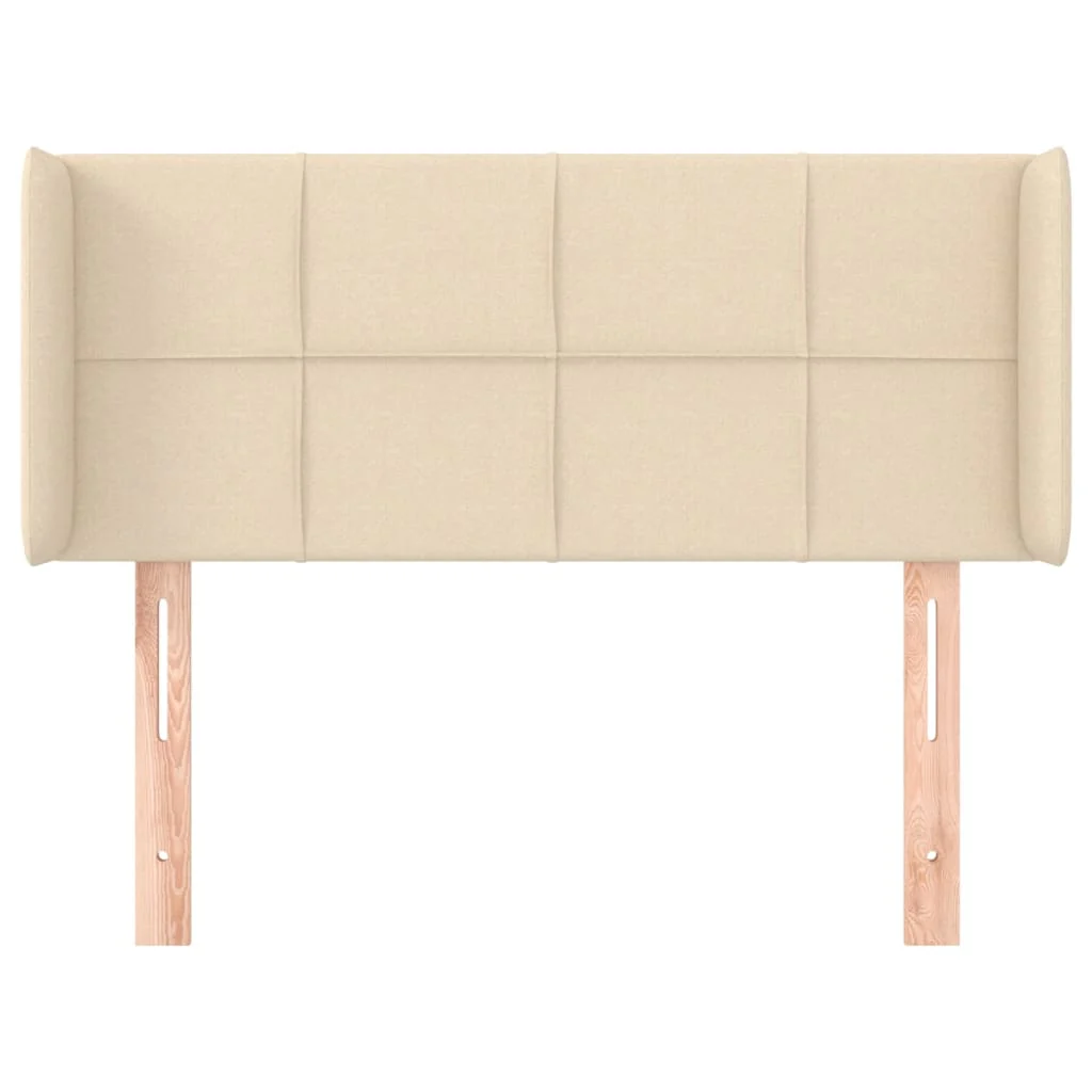 sengegavl med kanter 83x16x78/128 cm stof cremefarvet - Image 3