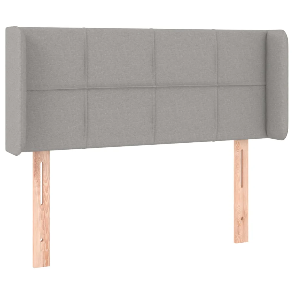 sengegavl med kanter 83x16x78/128 cm stof lysegrå - Image 2