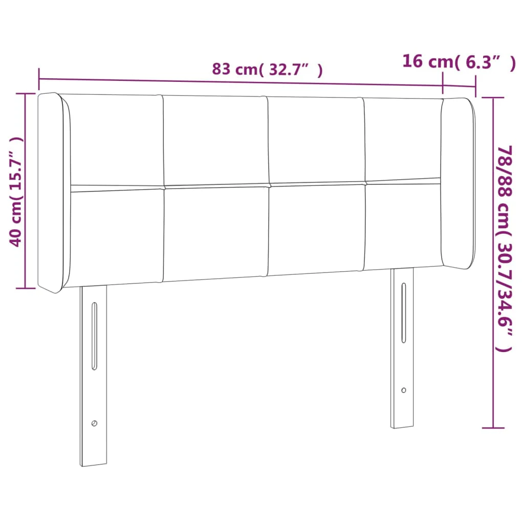 sengegavl med kanter 83x16x78/128 cm stof lysegrå - Image 8