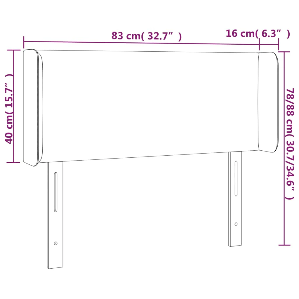 sengegavl med kanter 83x16x78/128 cm stof lysegrå - Image 8