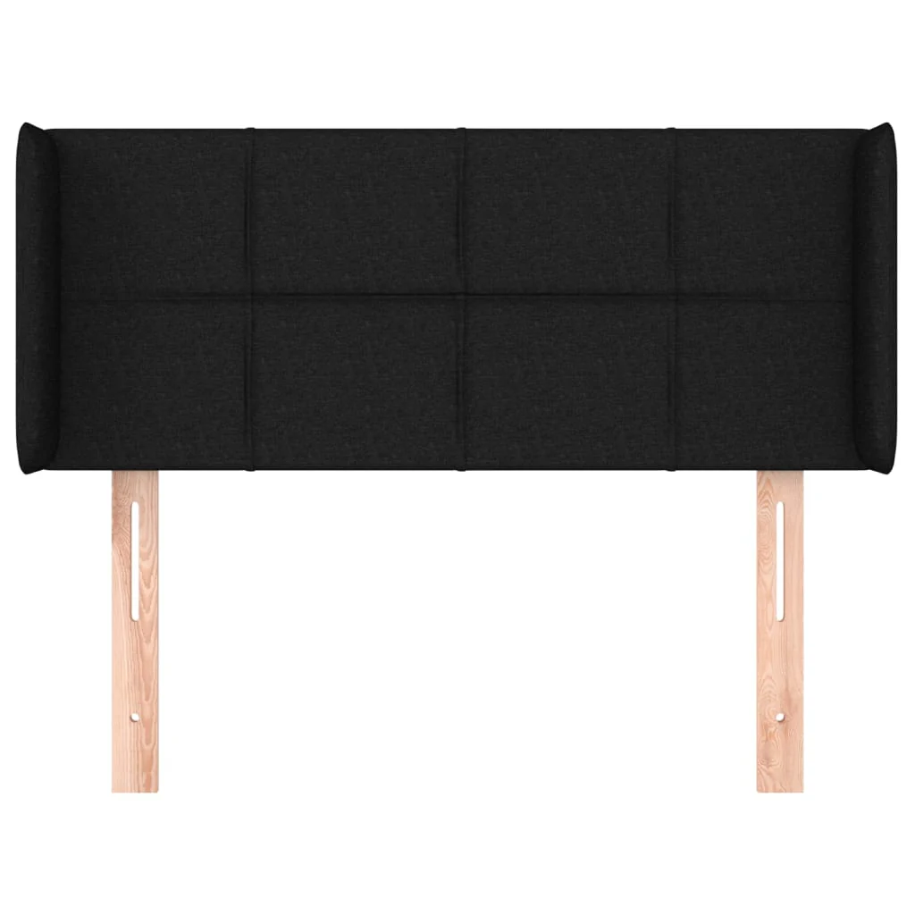 sengegavl med kanter 83x16x78/128 cm stof sort - Image 3