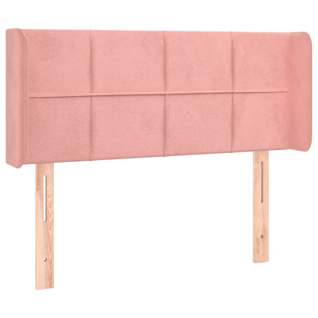 sengegavl med kanter 83x16x78/88 cm fløjl lyserød - Image 2