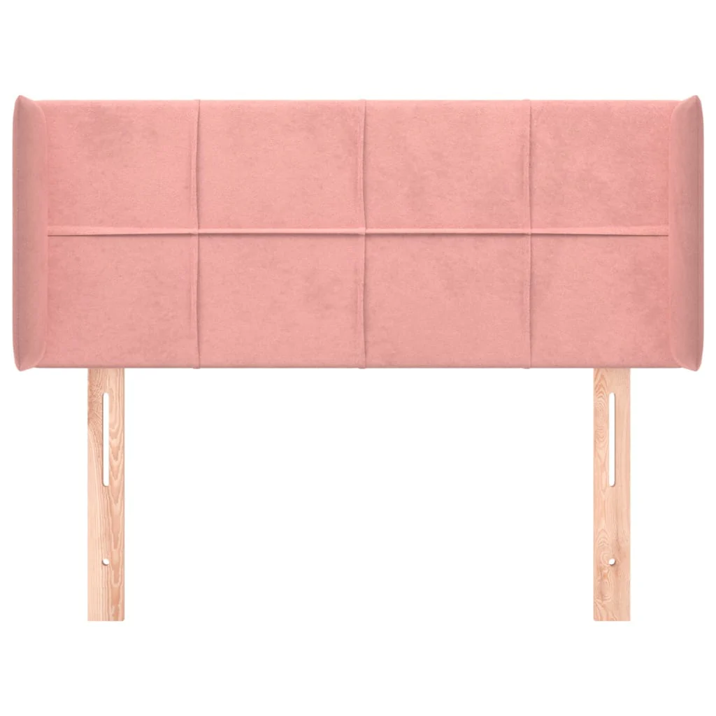 sengegavl med kanter 83x16x78/88 cm fløjl lyserød - Image 3