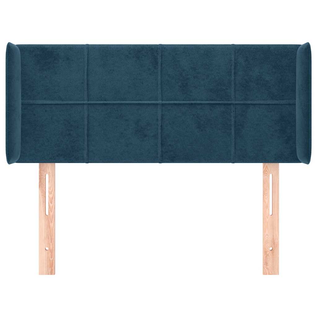 sengegavl med kanter 83x16x78/88 cm fløjl mørkeblå - Image 3
