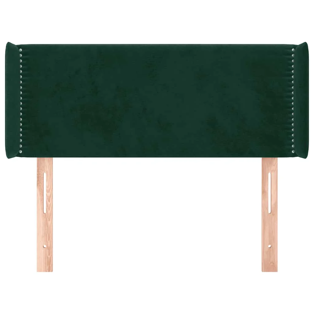 sengegavl med kanter 83x16x78/88 cm fløjl mørkegrøn - Image 3