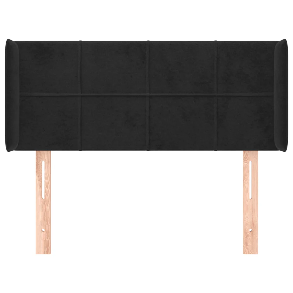 sengegavl med kanter 83x16x78/88 cm fløjl sort - Image 3