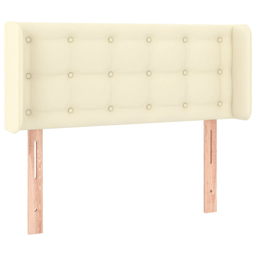 sengegavl med kanter 83x16x78/88 cm kunstlæder cremefarvet - Image 2