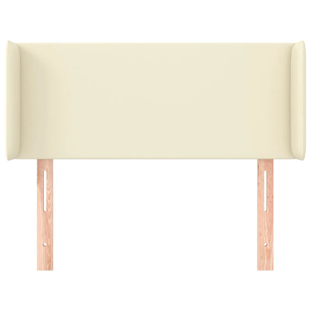 sengegavl med kanter 83x16x78/88 cm kunstlæder cremefarvet - Image 3
