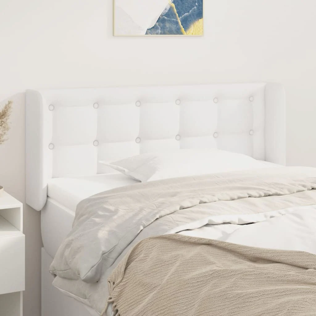 sengegavl med kanter 83x16x78/88 cm kunstlæder hvid
