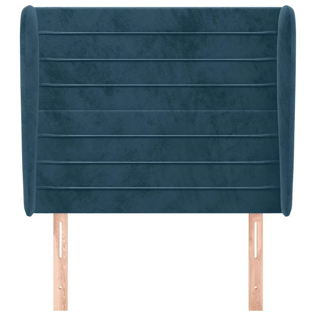 sengegavl med kanter 83x23x118/128 cm fløjl mørkeblå - Image 3