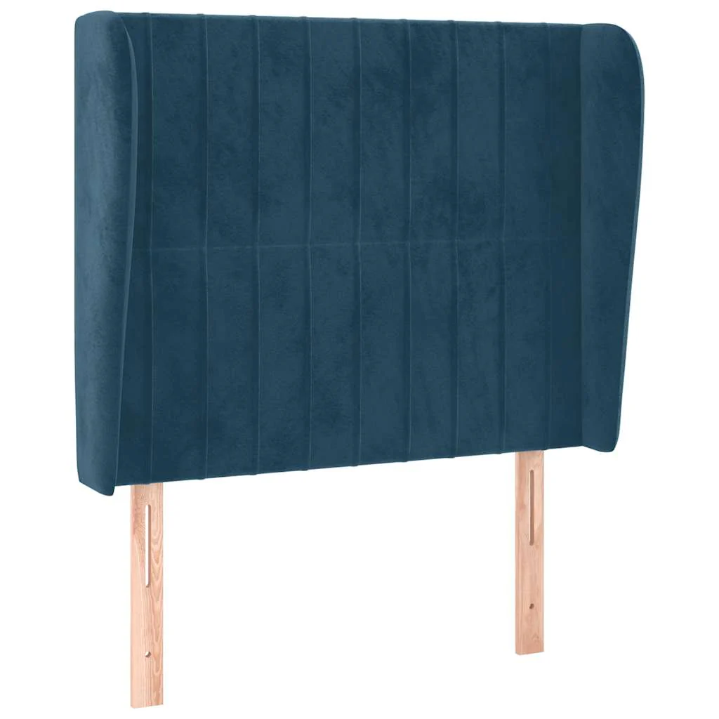 sengegavl med kanter 83x23x118/128 cm fløjl mørkeblå - Image 2