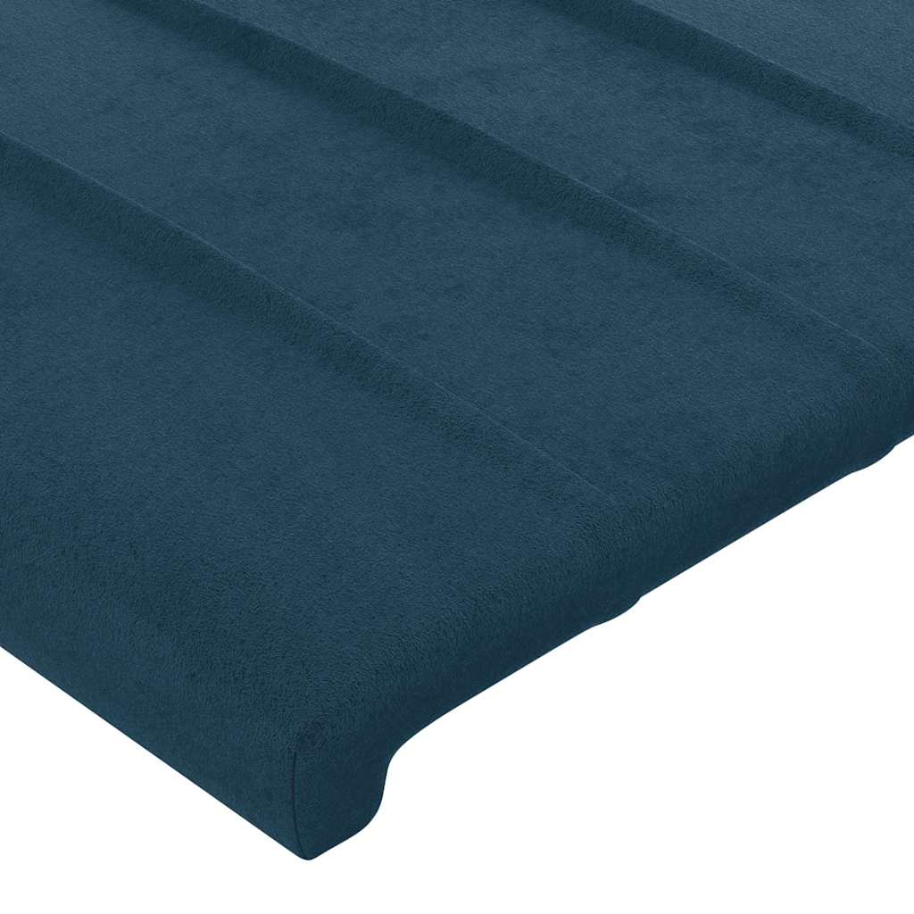 sengegavl med kanter 83x23x118/128 cm fløjl mørkeblå - Image 4
