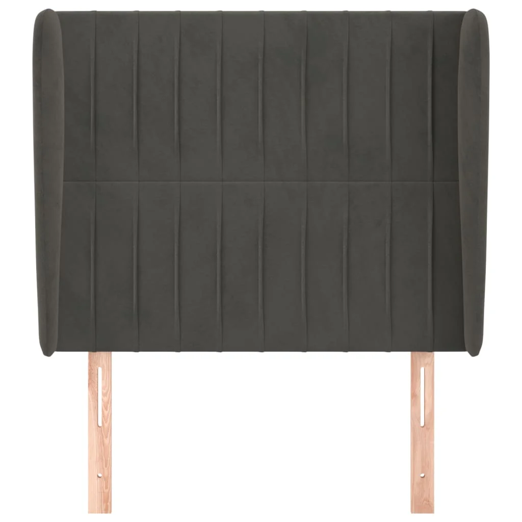 sengegavl med kanter 83x23x118/128 cm fløjl mørkegrå - Image 3