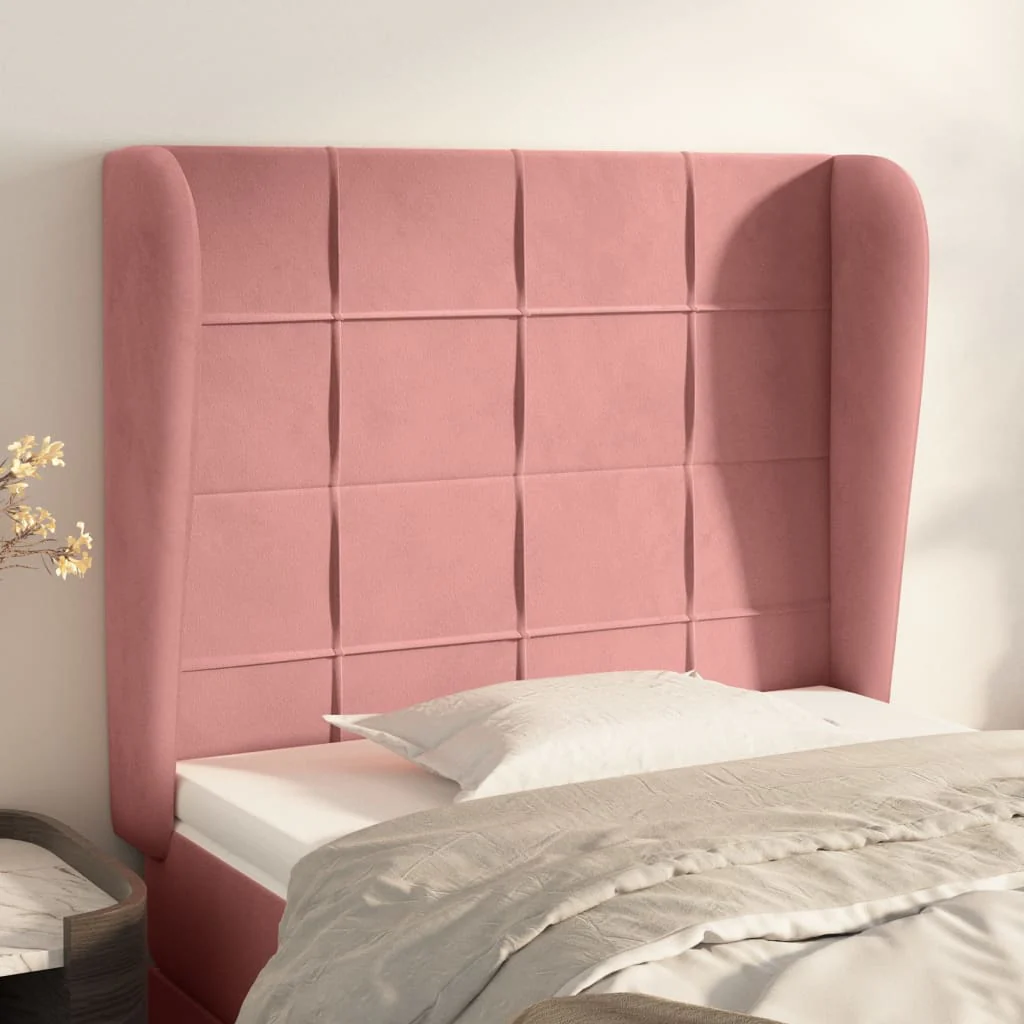 sengegavl med kanter 83x23x118/128 cm fløjl pink