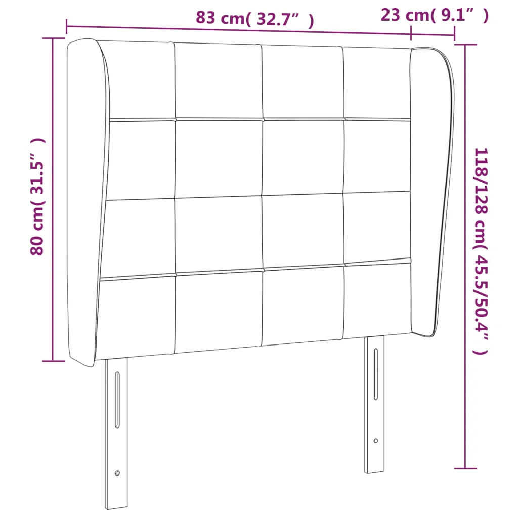 sengegavl med kanter 83x23x118/128 cm fløjl pink - Image 8