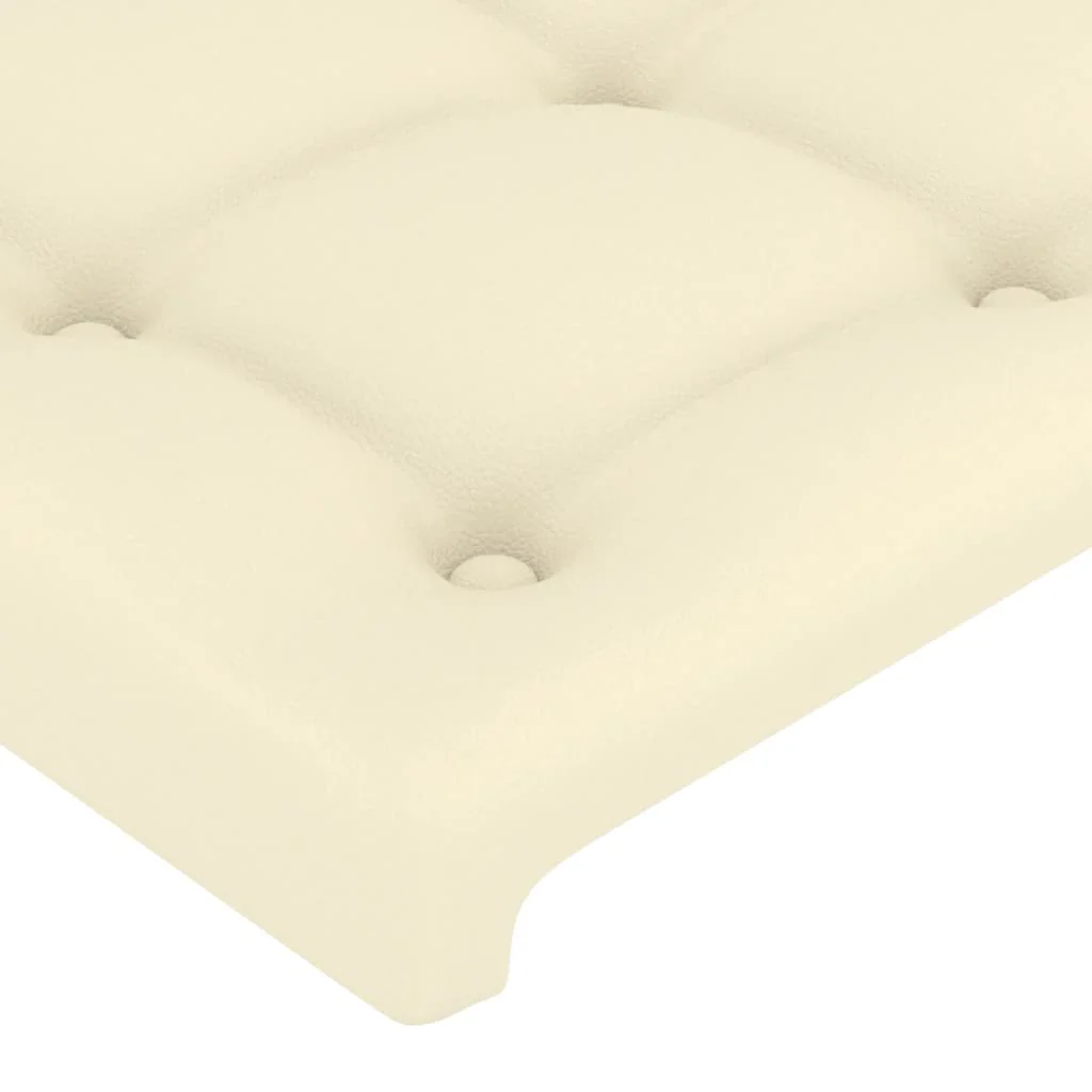 sengegavl med kanter 83x23x118/128 cm kunstlæder cremefarvet - Image 5