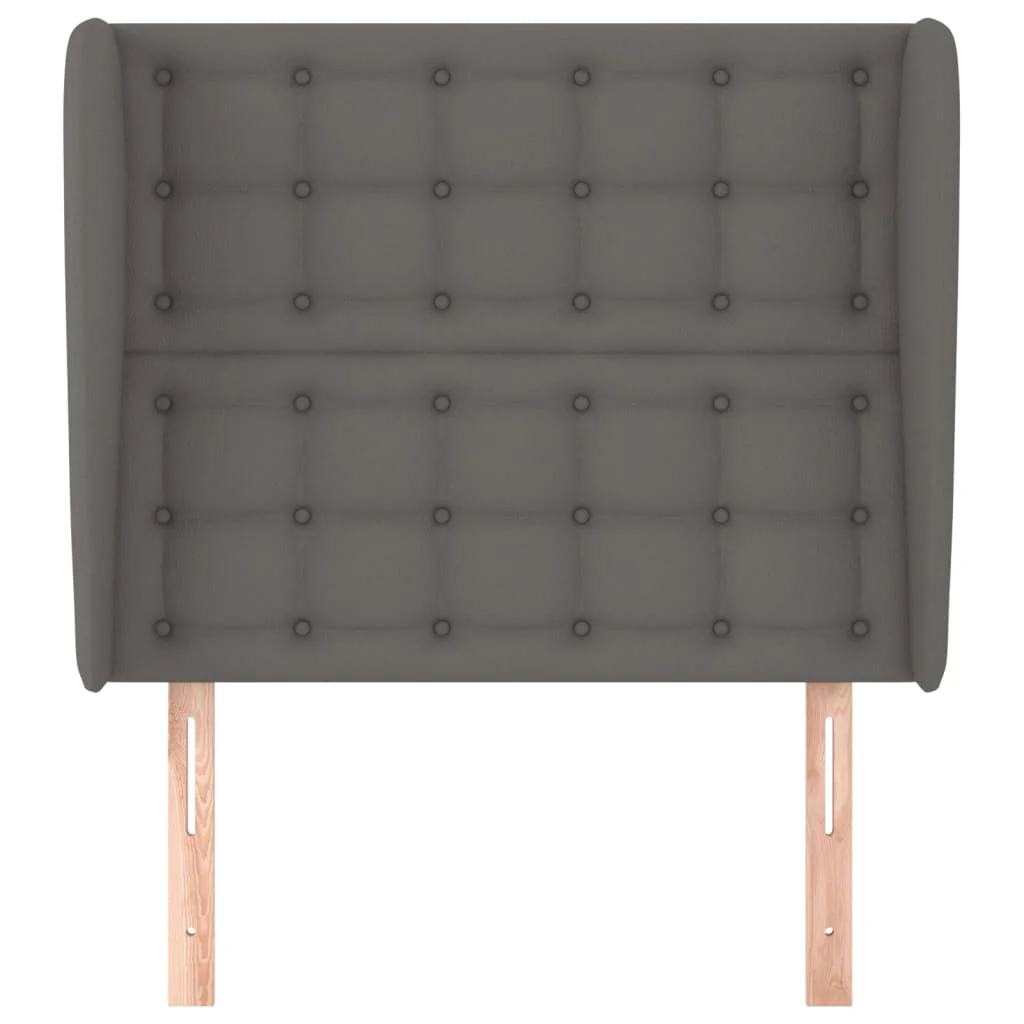 sengegavl med kanter 83x23x118/128 cm kunstlæder grå - Image 3