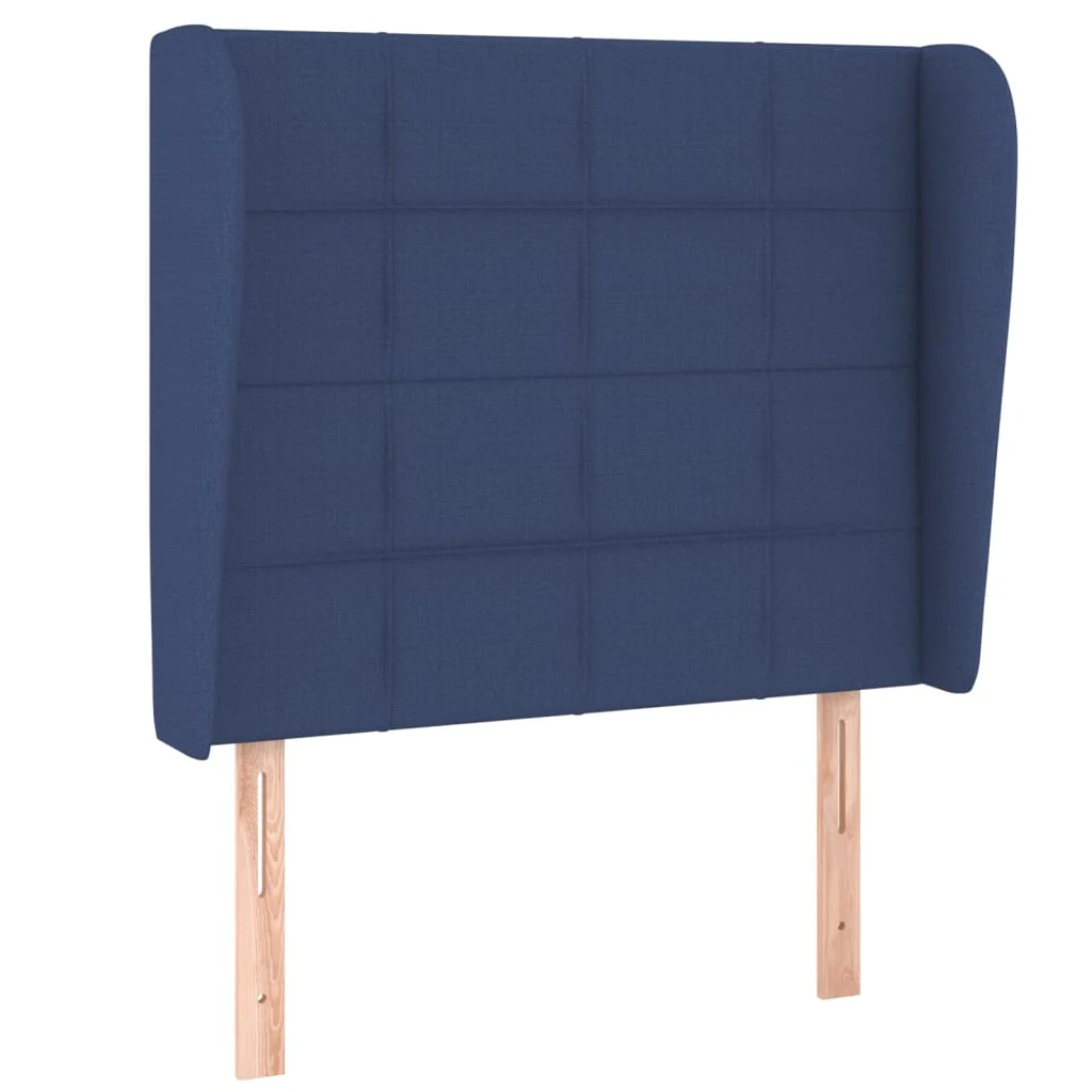 sengegavl med kanter 83x23x118/128 cm stof blå - Image 2