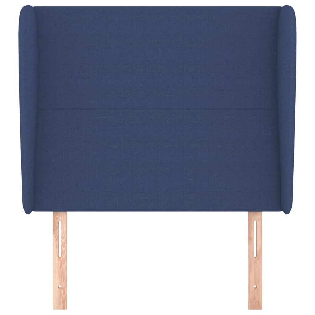 sengegavl med kanter 83x23x118/128 cm stof blå - Image 3