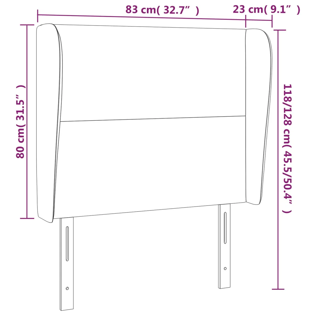 sengegavl med kanter 83x23x118/128 cm stof blå - Image 8