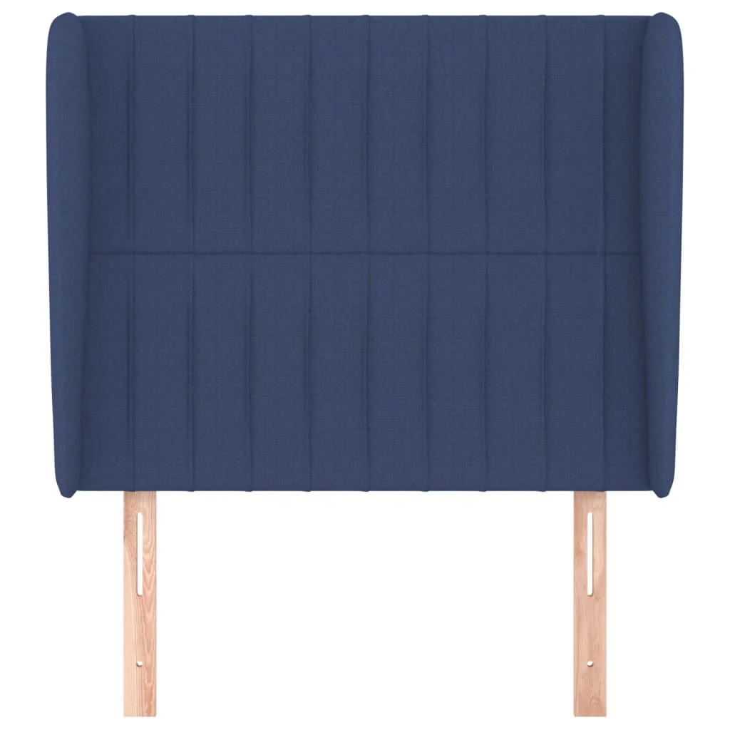 sengegavl med kanter 83x23x118/128 cm stof blå - Image 3