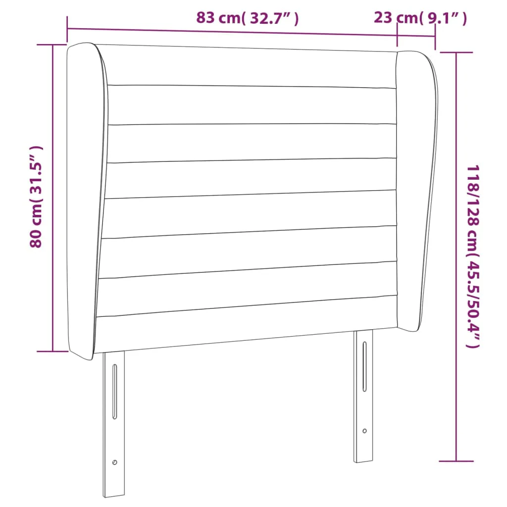 sengegavl med kanter 83x23x118/128 cm stof gråbrun - Image 8