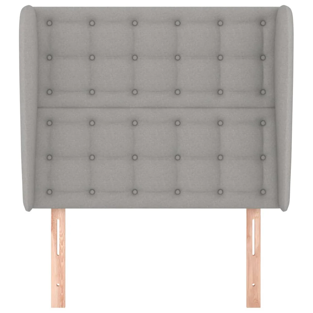 sengegavl med kanter 83x23x118/128 cm stof lysegrå - Image 3