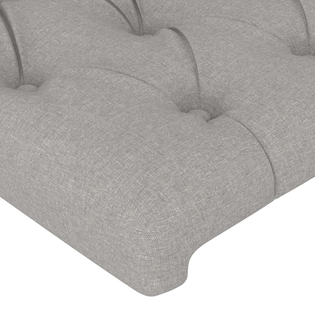sengegavl med kanter 83x23x118/128 cm stof lysegrå - Image 5