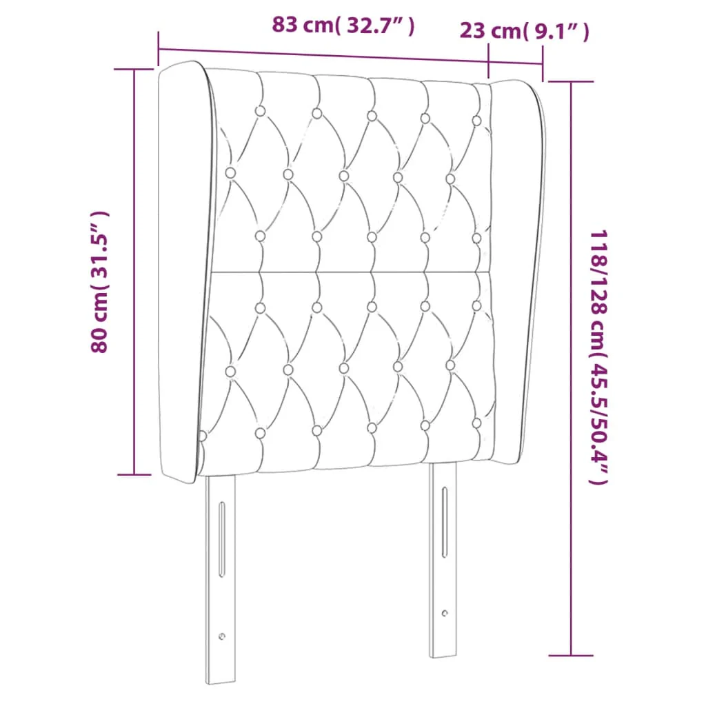 sengegavl med kanter 83x23x118/128 cm stof lysegrå - Image 8