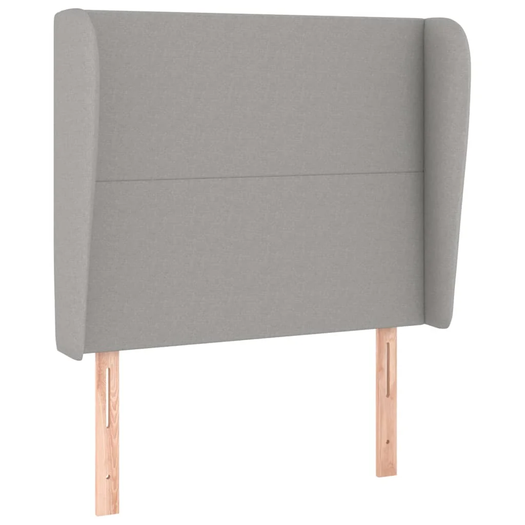sengegavl med kanter 83x23x118/128 cm stof lysegrå - Image 2