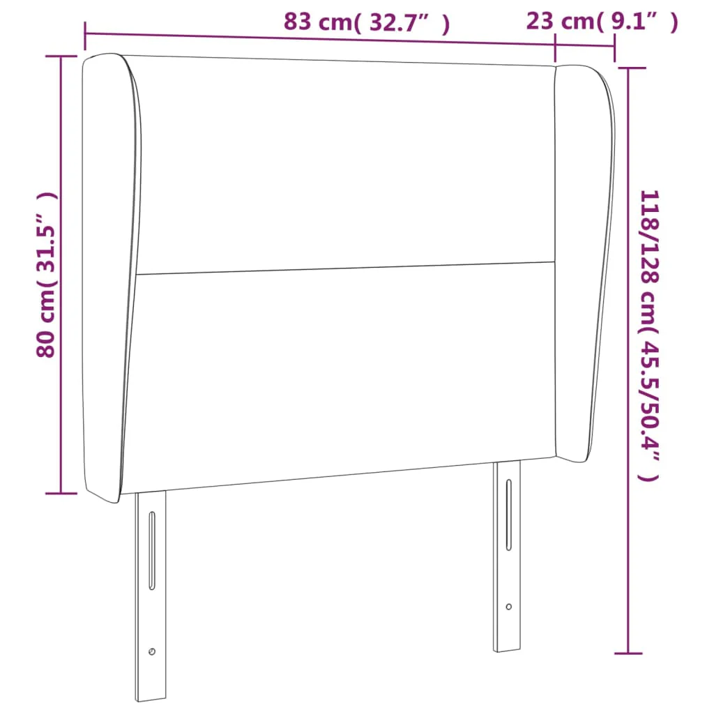 sengegavl med kanter 83x23x118/128 cm stof lysegrå - Image 8