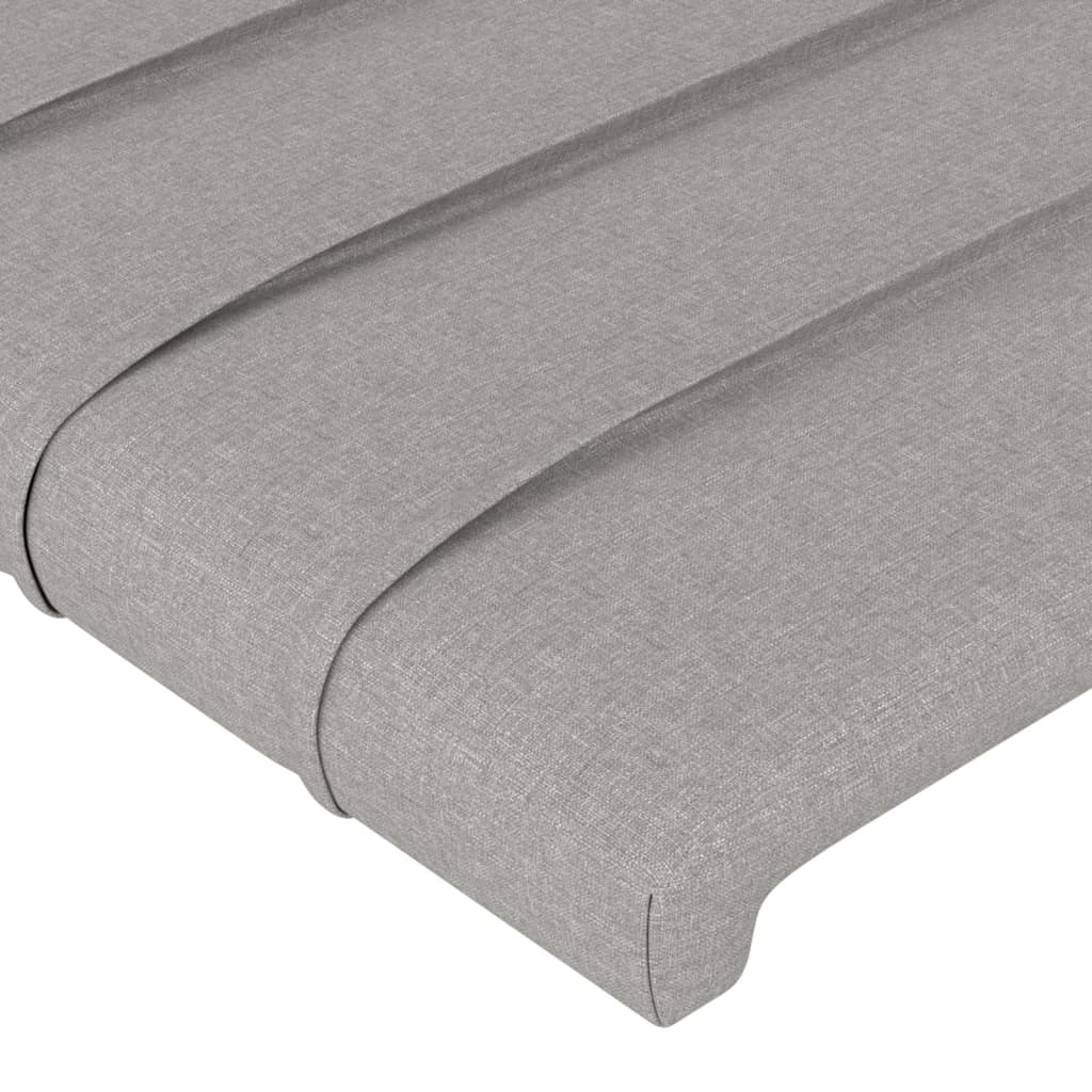 sengegavl med kanter 83x23x118/128 cm stof lysegrå - Image 5
