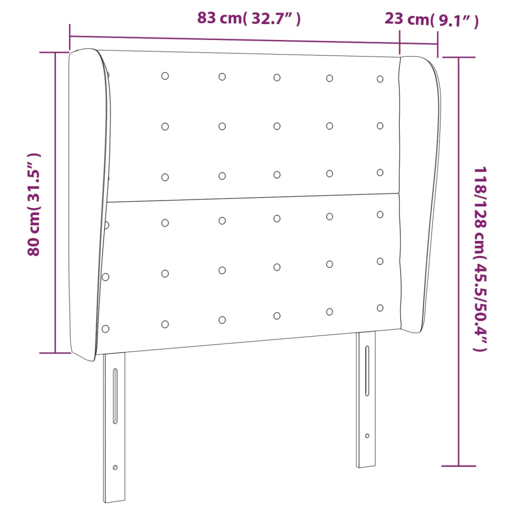 sengegavl med kanter 83x23x118/128 cm stof mørkebrun - Image 8