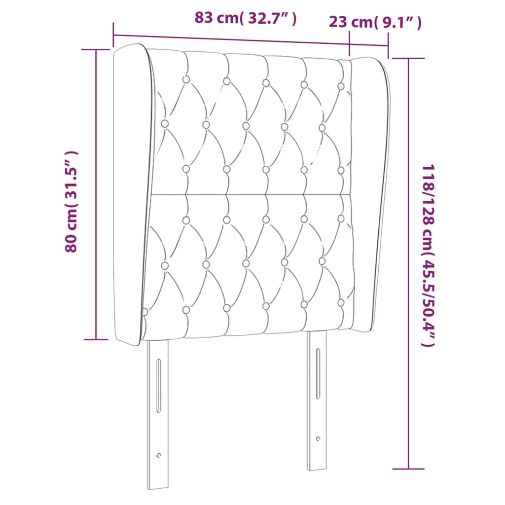 sengegavl med kanter 83x23x118/128 cm stof mørkebrun - Image 8